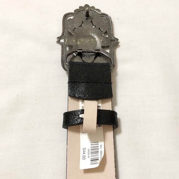 Express Women’s Black Faux Leather Belt, Fancy Rectangle Buckle with Crystals- M - Picture 13 of 17